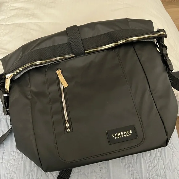 Versace Black Messenger Bag with Gold Accents - Picture 1 of 2